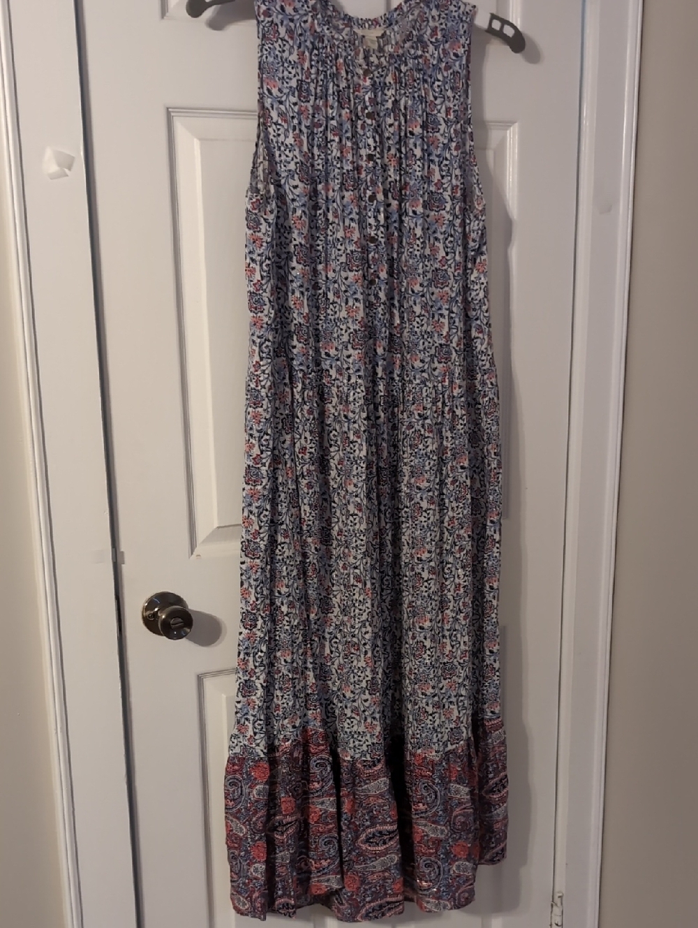 Women's Floral Maxi Skirt in Blue and Red